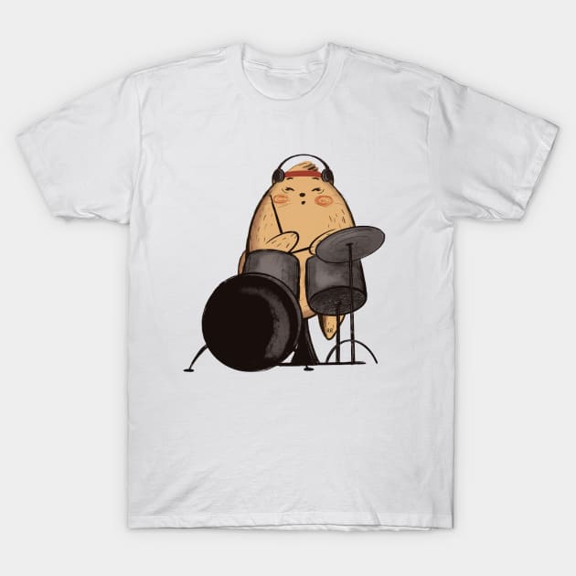 DRUMMER CAT MUSICIAN Cute Kitty T-Shirt by Rightshirt